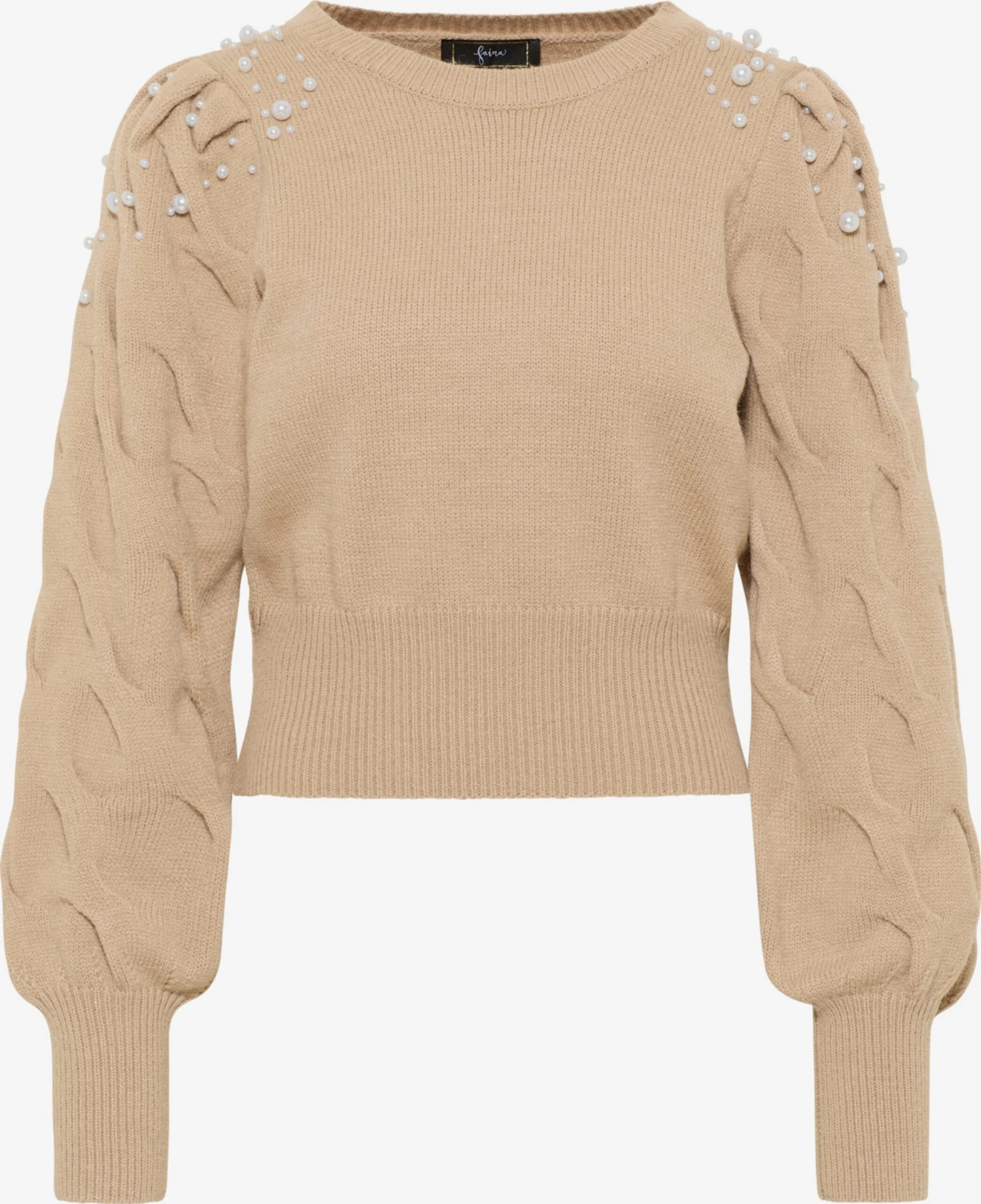 Faina Fijngebreide Truien Trui Dames Donkerbeige 1 Faina Fijngebreide Truien Trui Dames Donkerbeige