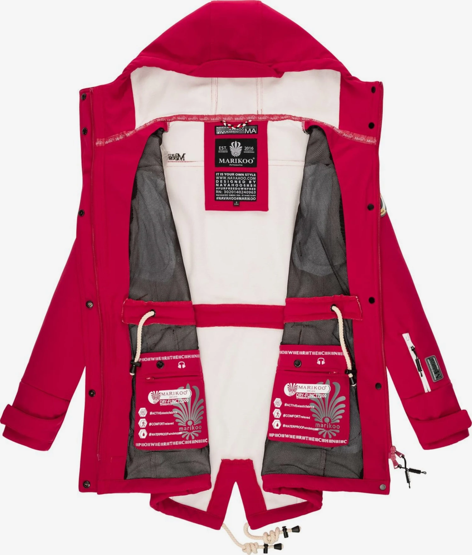 Marikoo Regenmantels Functionele Mantel Zimtzicke Dames Framboos 4 Marikoo Regenmantels Functionele Mantel Zimtzicke Dames Framboos - Afbeelding 4