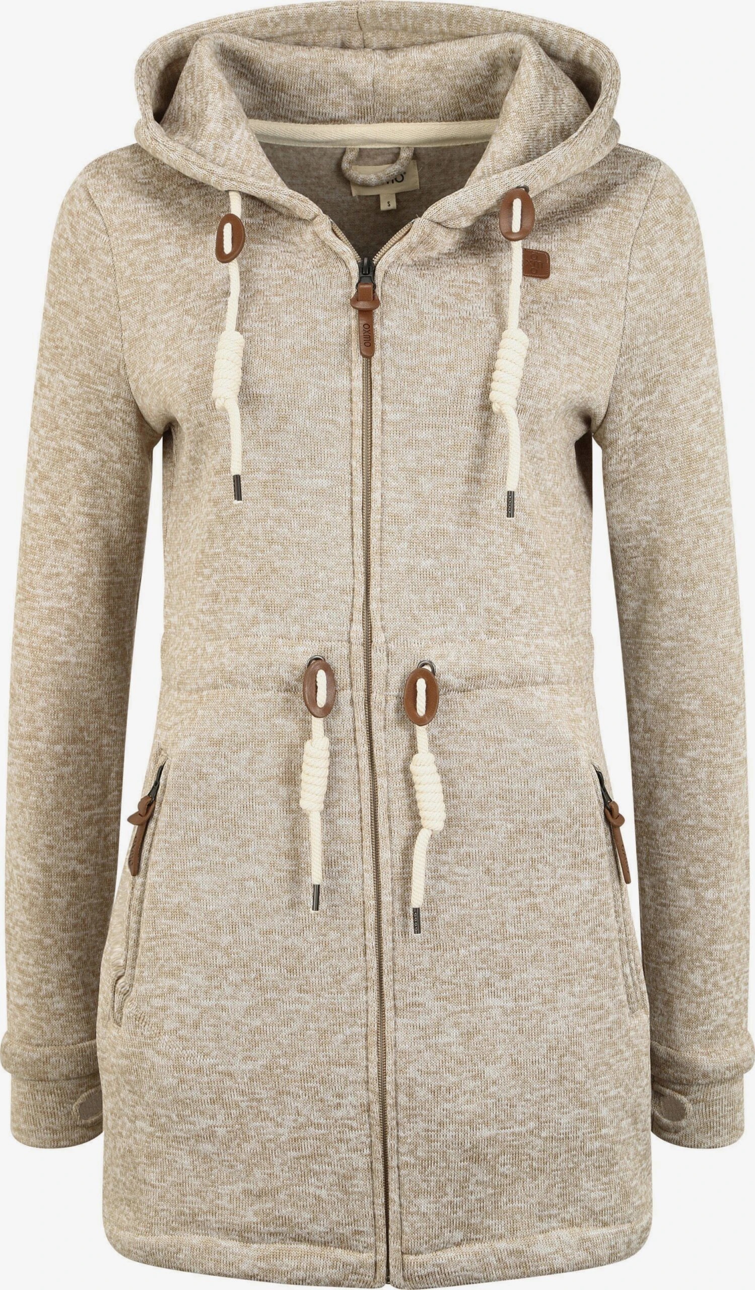 OXMO Sweatvesten Sweatvest Thora Dames Sand 1 OXMO Sweatvesten Sweatvest Thora Dames Sand