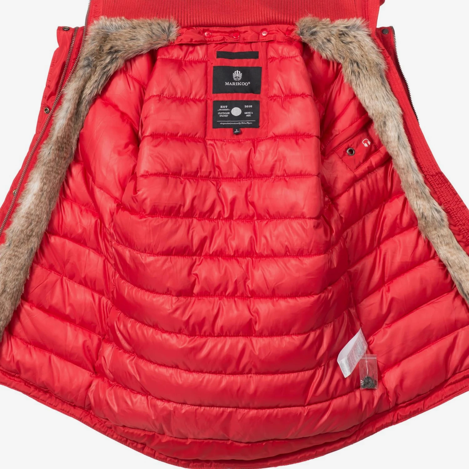 Marikoo Parkas Winterparka Grinsekatze Dames Rood 5 Marikoo Parkas Winterparka Grinsekatze Dames Rood - Afbeelding 5